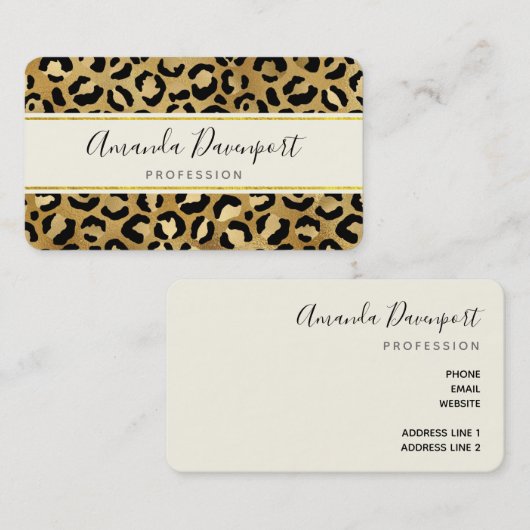 Wilde en Exotic Leopard Print Pattern Visitekaartj Visitekaartje (Voorkant / Achterkant)