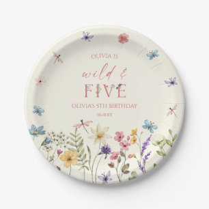 Wilde en Five Wildflower 5e verjaardagsfeestje Papieren Bordje