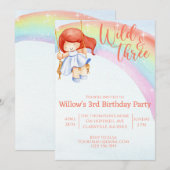 Wilde en gratis regenboog derde verjaardag kaart (Voorkant / Achterkant)