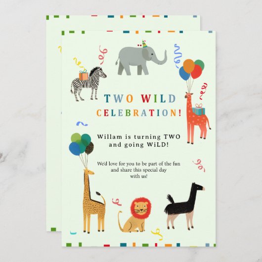 Wilde en grillige 2e verjaardag kaart (Voorkant / Achterkant)
