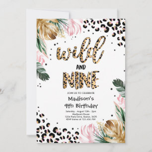 Wilde en negen luipaardprint 9e verjaardagsfeestje kaart