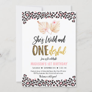 Wilde en ONEderful Leopard Print Pink Birthday Kaart
