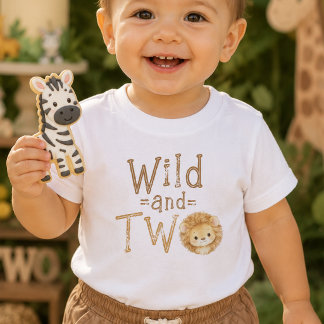 Wilde en Twee Leeuw 2e Verjaardag Baby Jongens T-S