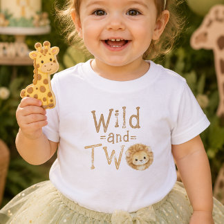 Wilde en Twee Leeuw 2e Verjaardag Baby Meisje T-Sh