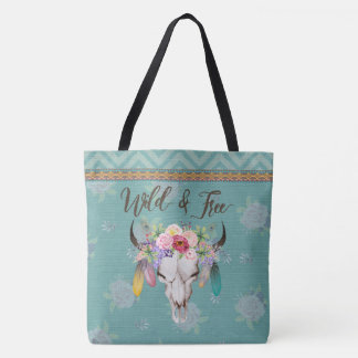 Wilde en vrije Boho-Canvas tas (Faded Turquoise)