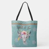 Wilde en vrije Boho-Canvas tas (Faded Turquoise) (Achterkant)