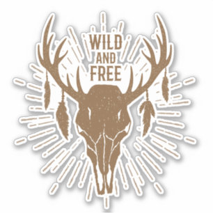 Wilde en vrije Boho Skull Sticker