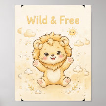 Wilde en vrije leeuwen nursery poster