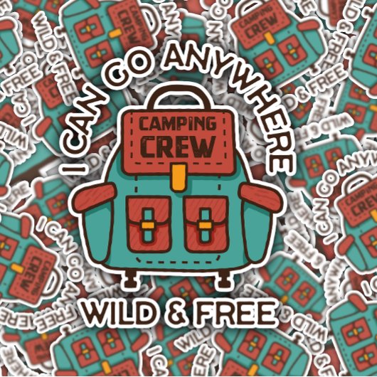 Wilde en vrije rugzak Camping | Afgesneden Sticker