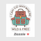 Wilde en vrije rugzak Camping | Afgesneden Sticker (Vel)