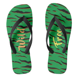 Wilde en vrije tijgerstrepen Geel Sinaasappel & Gr Teenslippers