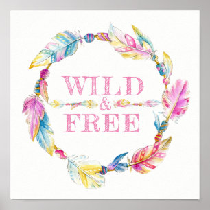 Wilde en vrije vedersla waterverf poster