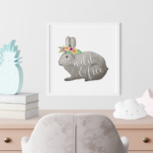 Wilde en vrije Waterverf Boho Rabbit Poster