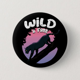 Wilde en vrije zwarte oerwouden ronde button 5,7 cm