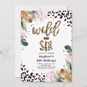 Wilde en Zes Leopard drukken 6e verjaardag Kaart