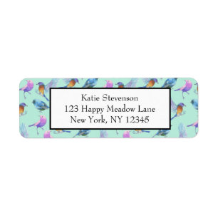 Wilde exotische vogels kleurige Waterverf Patroonl Etiket