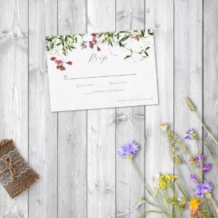 Wilde Fantasievolle Bloemen & Groene Plantage RSVP Kaartje