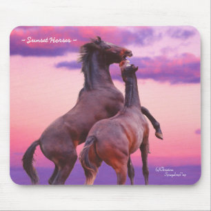 Wilde fokstieren Paarden Sunrise Mousepad Muismat