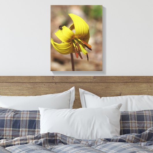 Wilde forel Lily Bloem en Firefly Vriend Canvas Afdruk (Insitu (Slaapkamer))