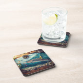 wilde forelstroom | Rustiek Gevist Onderzetter Set (Rechterzijde)