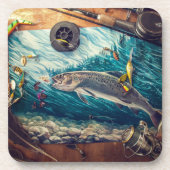 wilde forelstroom | Rustiek Gevist Onderzetter Set (Voorkant)