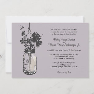 Wilde fowers en Mason Jar Wedding Invitations Kaart