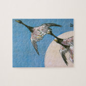 Wilde ganzen vliegen naar beneden over maan, Hiros Legpuzzel (Horizontaal)