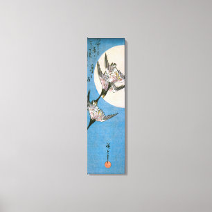 Wilde ganzen vliegen omlaag over de maan, Hiroshig Canvas Afdruk