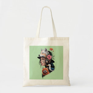 Wilde Geest Vrouw met Wolf en Dierentote Bag Tote Bag
