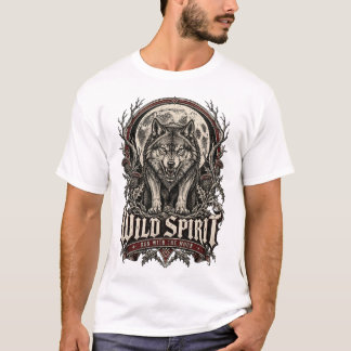 Wilde Geest Wolf Gotische Vintage Maan Kunst T-shirt