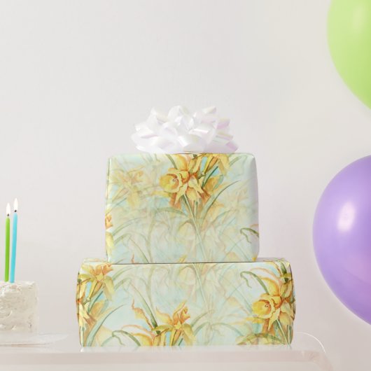 Wilde gele bloemen cadeaupapier (Feestgeschenken)