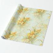Wilde gele bloemen cadeaupapier (Uitgerold)