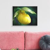 Wilde Gele Dame Slipper Orchid Sluiten Canvas Afdruk (Insitu (Woonkamer))