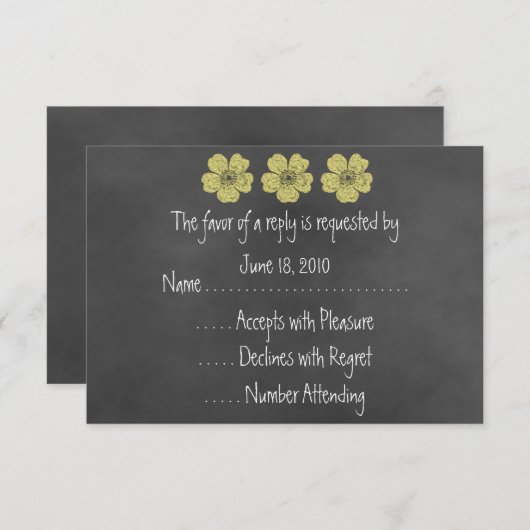 Wilde gele rozen Chalkboard RSVP-kaarten RSVP Kaartje (Voorkant / Achterkant)