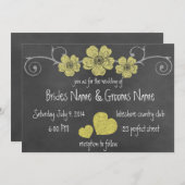 Wilde gele rozen Chalkboard Weddenschap Kaart (Voorkant / Achterkant)