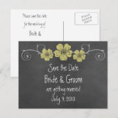 Wilde gele rozenkarton sparen de Datum Aankondigingskaart (Voorkant / Achterkant)