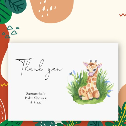 Wilde Giraffe - dank u baby shower Bedankkaart