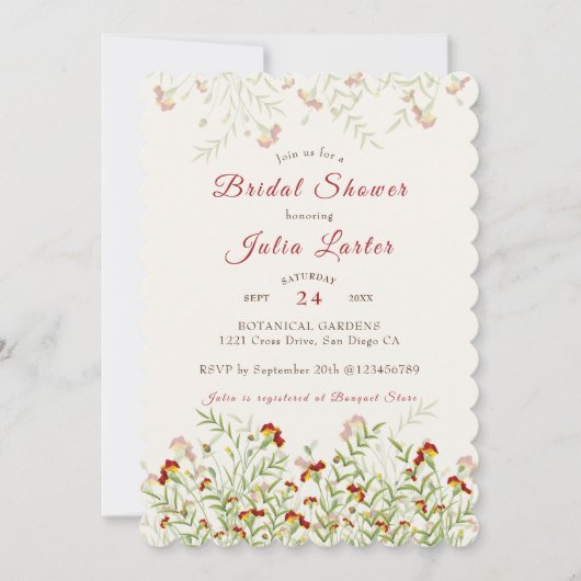 Wilde Goudsbloem Bloemen Foliage Bruiloft Feest Kaart (Voorkant)