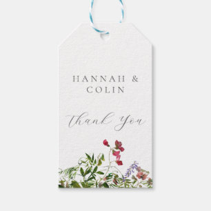 Wilde grillige bloemen & groen cadeaulabel