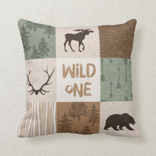 Wilde groen en bruin Sierkussen -