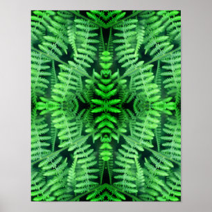 Wilde Groene Bladachtige Varens Abstract Poster