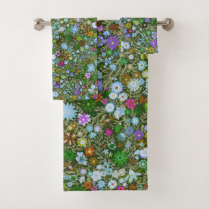Wilde groene veld bloeit bad handdoek