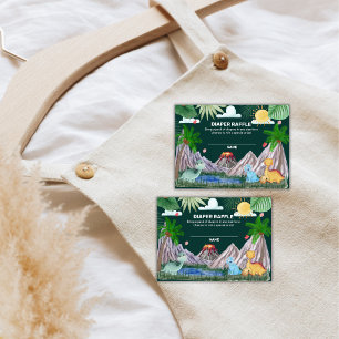 Wilde Groene Vulkan Dino Luier Raffle Baby Shower Informatiekaartje