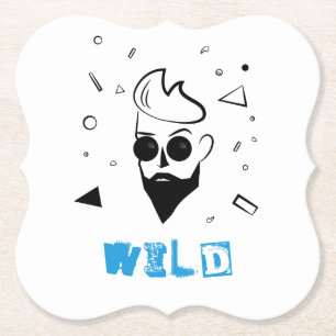 Wilde Guy - Verketst Man in zwart, wit en blauw Kartonnen Onderzetters