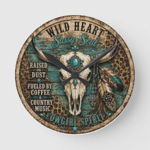 Wilde Hart Cowgirl Wandklok Ronde Klok