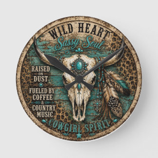 Wilde Hart Cowgirl Wandklok Ronde Klok
