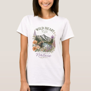 Wilde Hart Wijd Open Plekken Beer Berg Wilde Bloem T-shirt