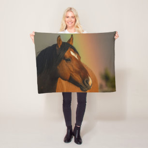 Wilde hengst, Gouden Licht en Regenboog Fleece Deken