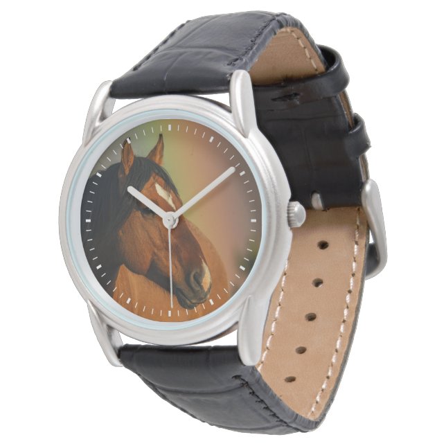 Wilde hengst, gouden licht en regenboog horloge (Gekanteld)