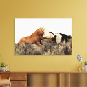 Wilde hengsten in de strijd canvas afdruk (Insitu (Woonkamer))